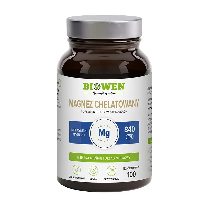 BIOWEN MAGNEZ CHELATOWANY (DIGLICYNIAN MAGNEZU) 840 mg 100 kapsułek