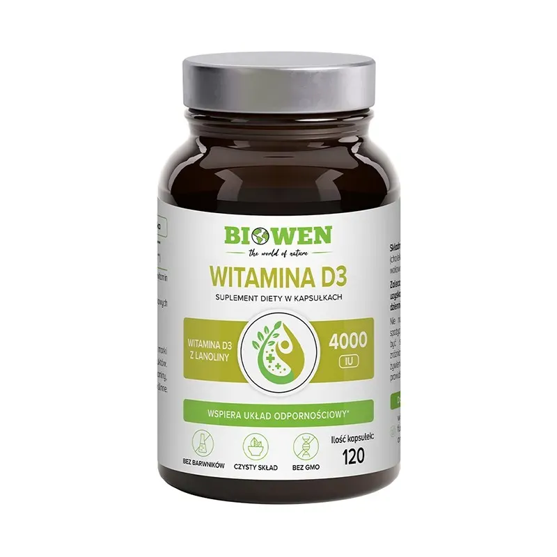 BIOWEN WITAMINA D3 Z LANOLINY 120 kapsułek