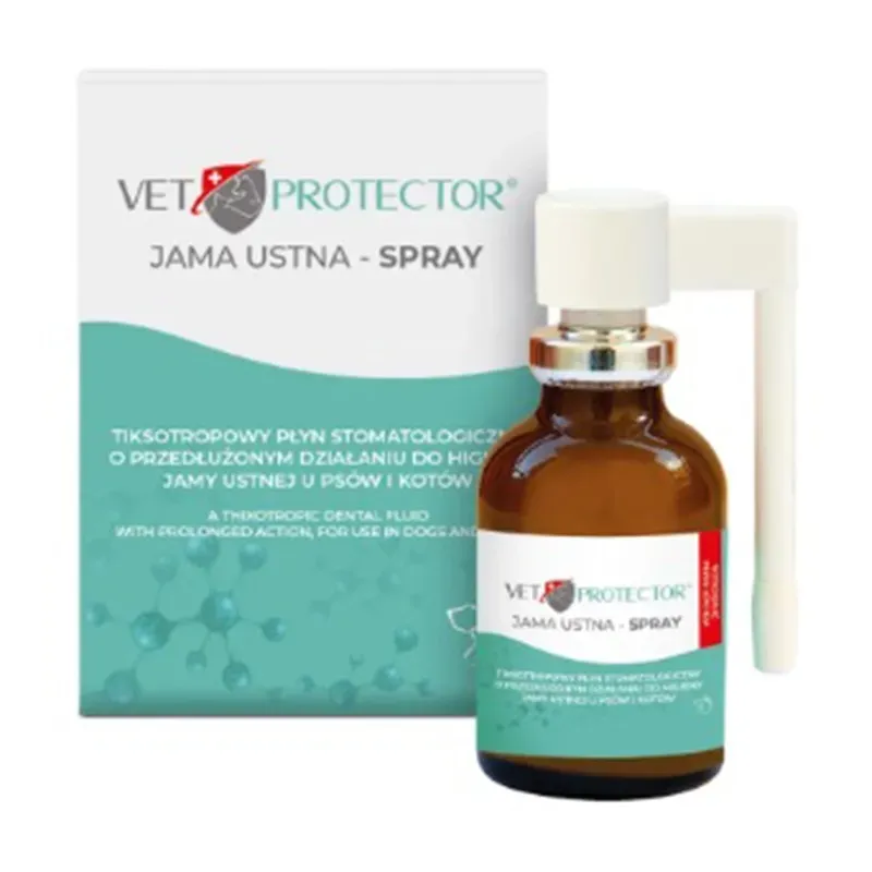 VET PROTECTOR JAMA USTNA – SPRAY PŁYN DO JAMY USTNEJ DLA PSA I KOTA 30 ml