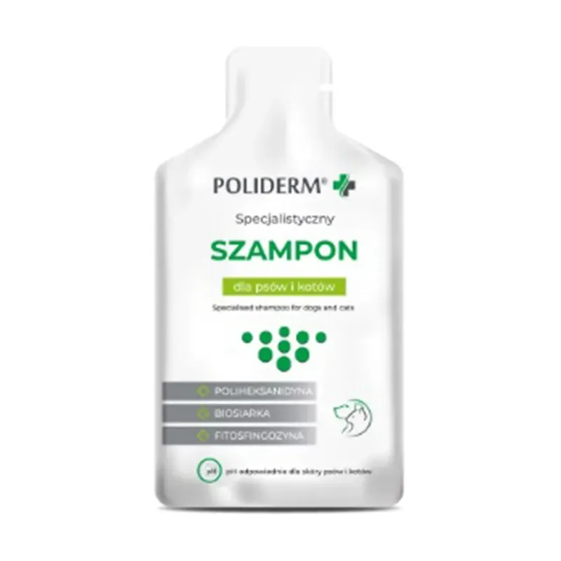 POLIDERM SPECJALISTYCZNY SZAMPON DLA PSÓW I KOTÓW SASZETKA 15 ml