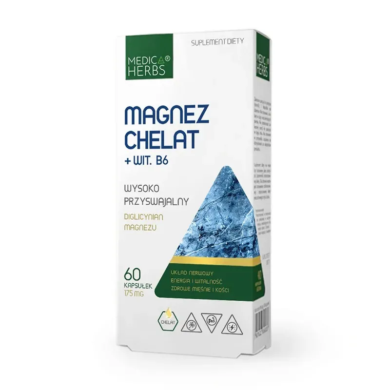 MEDICA HERBS MAGNEZ CHELAT + WIT. B6 60 kapsułek