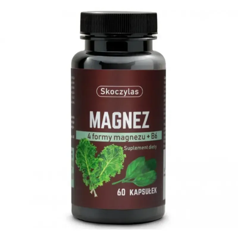SKOCZYLAS MAGNEZ (4 FORMY MAGNEZU, WITAMINA B6, SZPINAK, JARMUŻ) 60 kapsułek