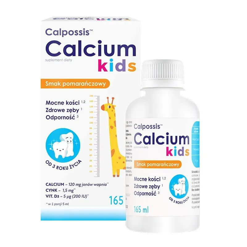 CALPOSSIS CALCIUM KIDS 165 ml syrop o smaku pomarańczowym