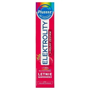 Plusssz Elektrolity + 100% Multiwitamina, malina & granat 24 tabletki musujące