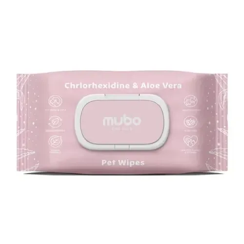 MUBO CHLORHEXIDINE & ALOE VERA PET WIPES CHUSTECZKI Z CHLORHEKSYDYNĄ I ALOESEM DLA PSA I KOTA 15x30 cm 40 sztuk