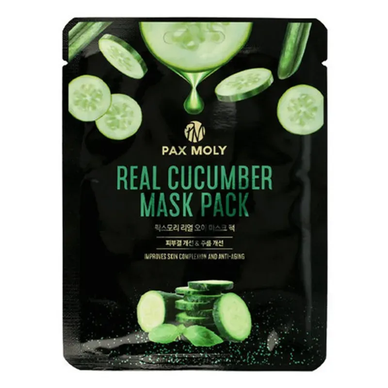 PAX MOLY MASKA W PŁACHCIE REAL CUCUMBER MASK PACK - ODMŁADZAJĄCA MASKA Z EKSTRAKTEM Z OGÓRKA 25 ml