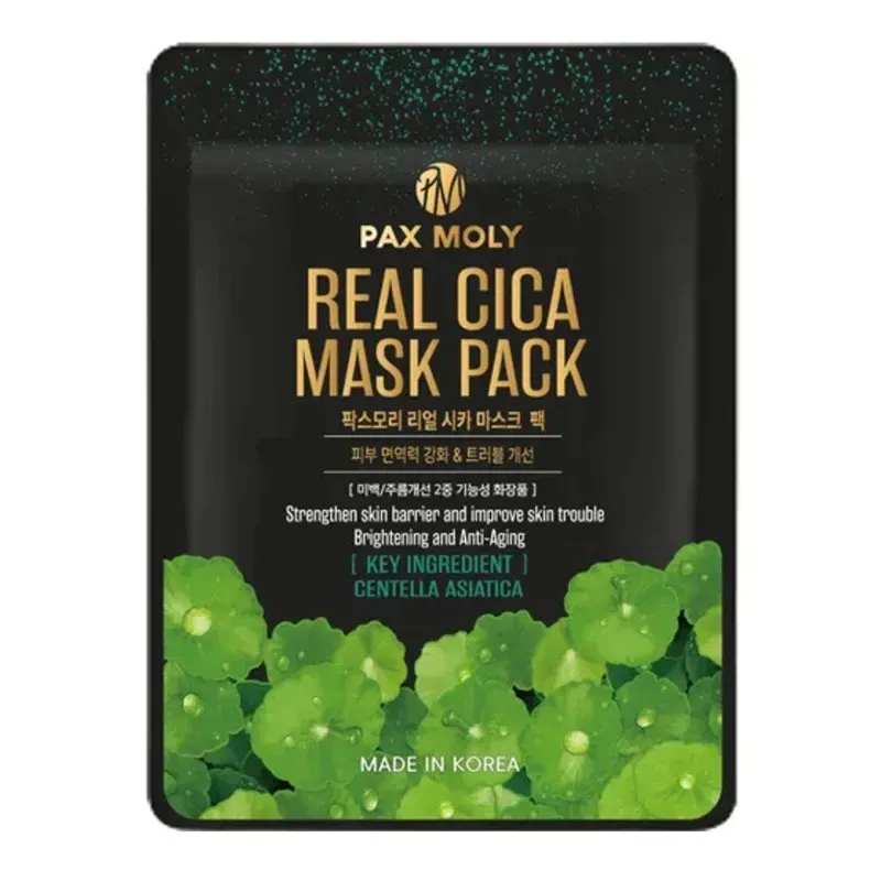 PAX MOLY MASKA W PŁACHCIE REAL CICA MASK PACK - ROZŚWIETLAJĄCO-ŁAGODZĄCA MASKA Z EKSTRAKTEM Z WĄKROTY AZJATYCKIEJ 