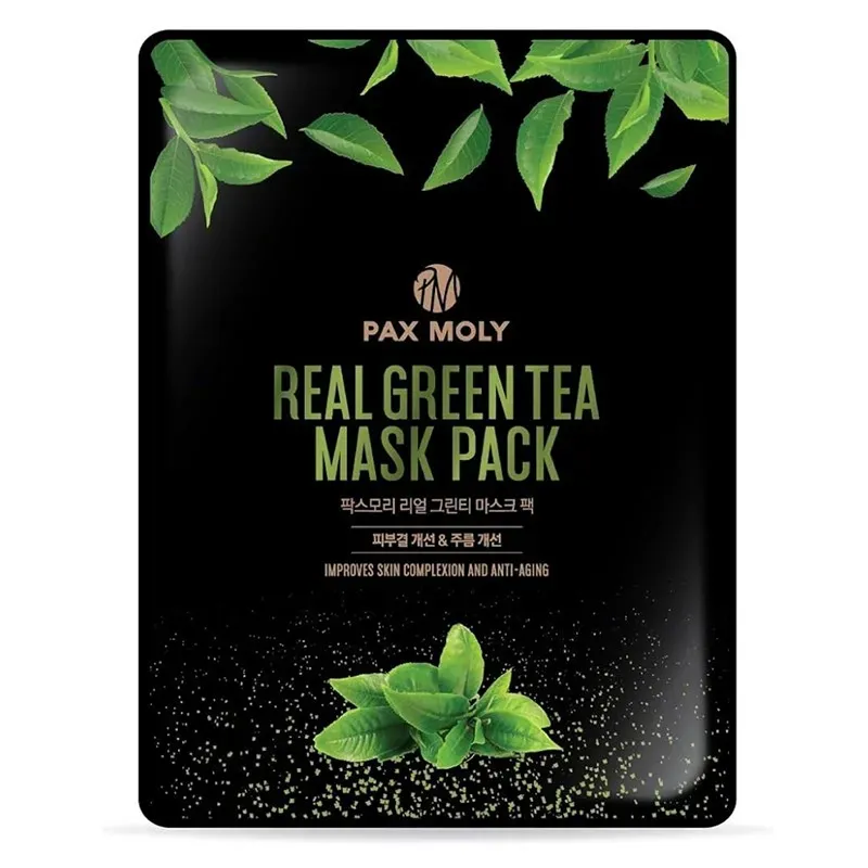 PAX MOLY MASKA W PŁACHCIE REAL GREEN TEA MASK PACK - ODMŁADZAJĄCO-KOJĄCA MASKA Z EKSTRAKTEM Z ZIELONEJ HERBATY 25 ml