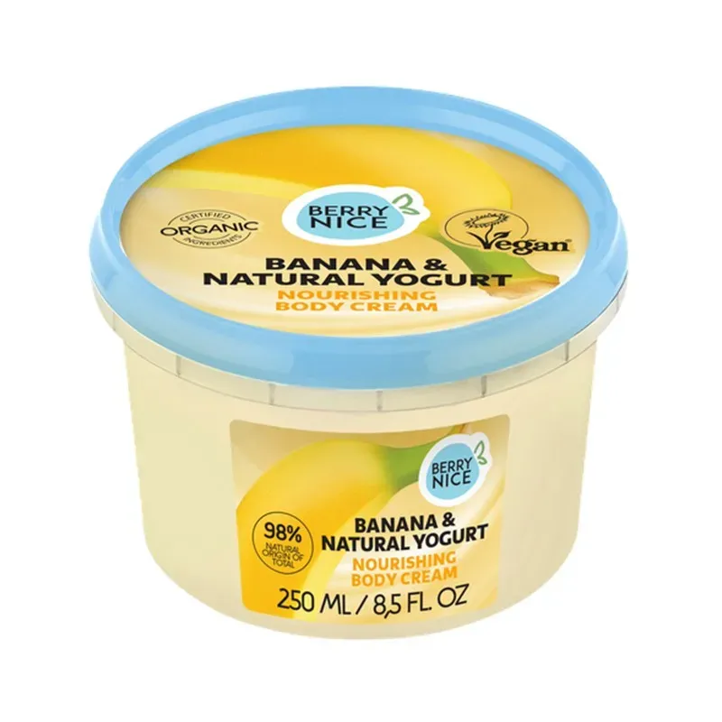 BERRY NICE NOURISHING BODY CREAM BANANA & NATURAL YOGURT - ODŻYWCZY KREM DO CIAŁA SŁODKA BANAN & JOGURT NATURALNY 250