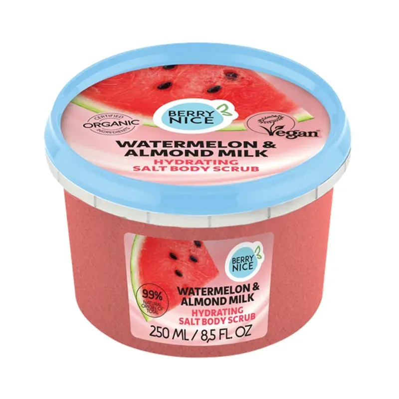 BERRY NICE HYDRATING SALT BODY SCRUB WATERMELON & ALMOND MILK - SOLNY PEELING DO CIAŁA ARBUZ I MLEKO MIGDAŁOWE 250 ml