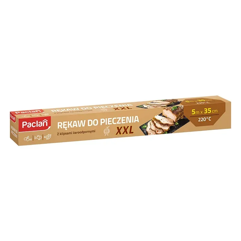 PACLAN RĘKAW DO PIECZENIA XXL Z KLIPSAMI ŻAROODPORNYMI 5 m x 35 cm