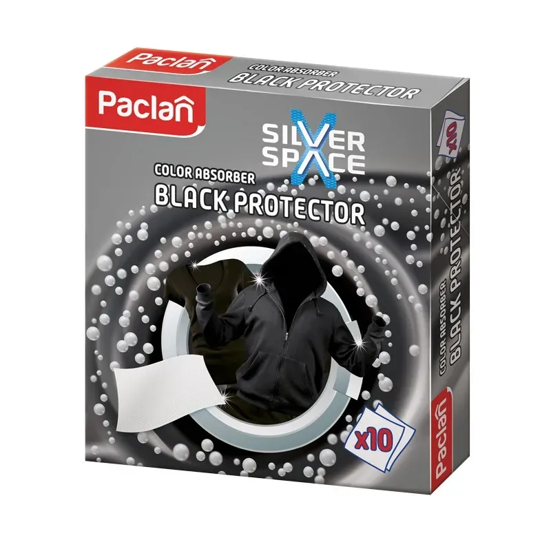 PACLAN SILVER SPACE COLOR ABSORBER BLACK PROTECTOR CHUSTECZKI DO PRANIA CZARNEGO 10 sztuk