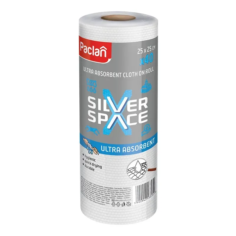 PACLAN SILVER SPACE ULTRA ABSORBENT CELULOZOWA ŚCIERECZKA NA ROLCE (25 x 25 cm) 40 sztuk