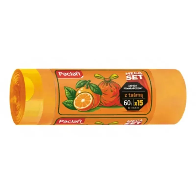PACLAN MEGA SET WORKI NA ŚMIECI Z TAŚMĄ ZAPACHOWE - POMARAŃCZOWE 60 L 15 sztuk
