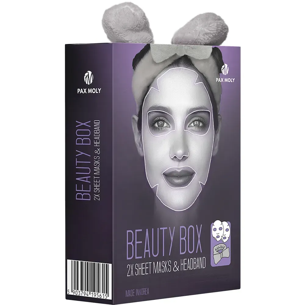 PAXMOLY Luxury Box zestaw 2 maseczek w płachcie z opaską kosmetyczną 25 ml