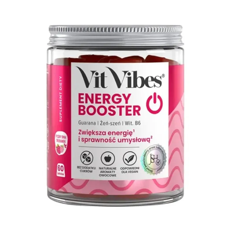 VIT VIBES ENERGY BOOSTER 60 żelków o smaku truskawkowym