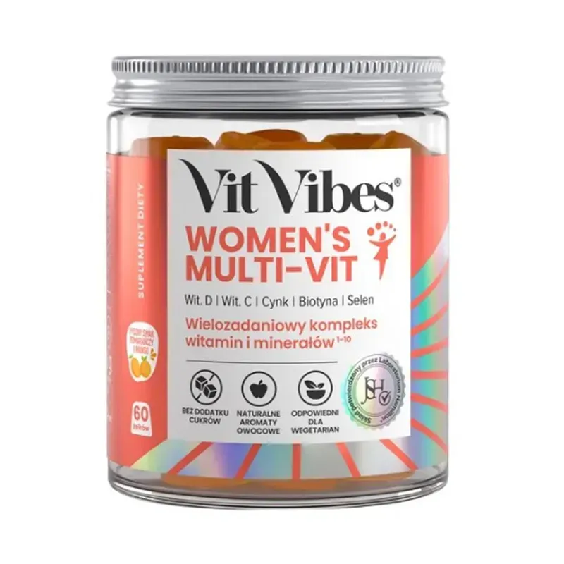 VIT VIBES WOMEN'S MULTI-VIT 60 żelków o smaku pomarańczy i mango