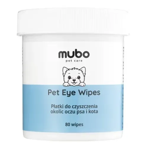 Mubo Pet Eye Wipes Płatki do okolic oczu psa i kota, nasączone płynem czyszczącym 80 sztuk