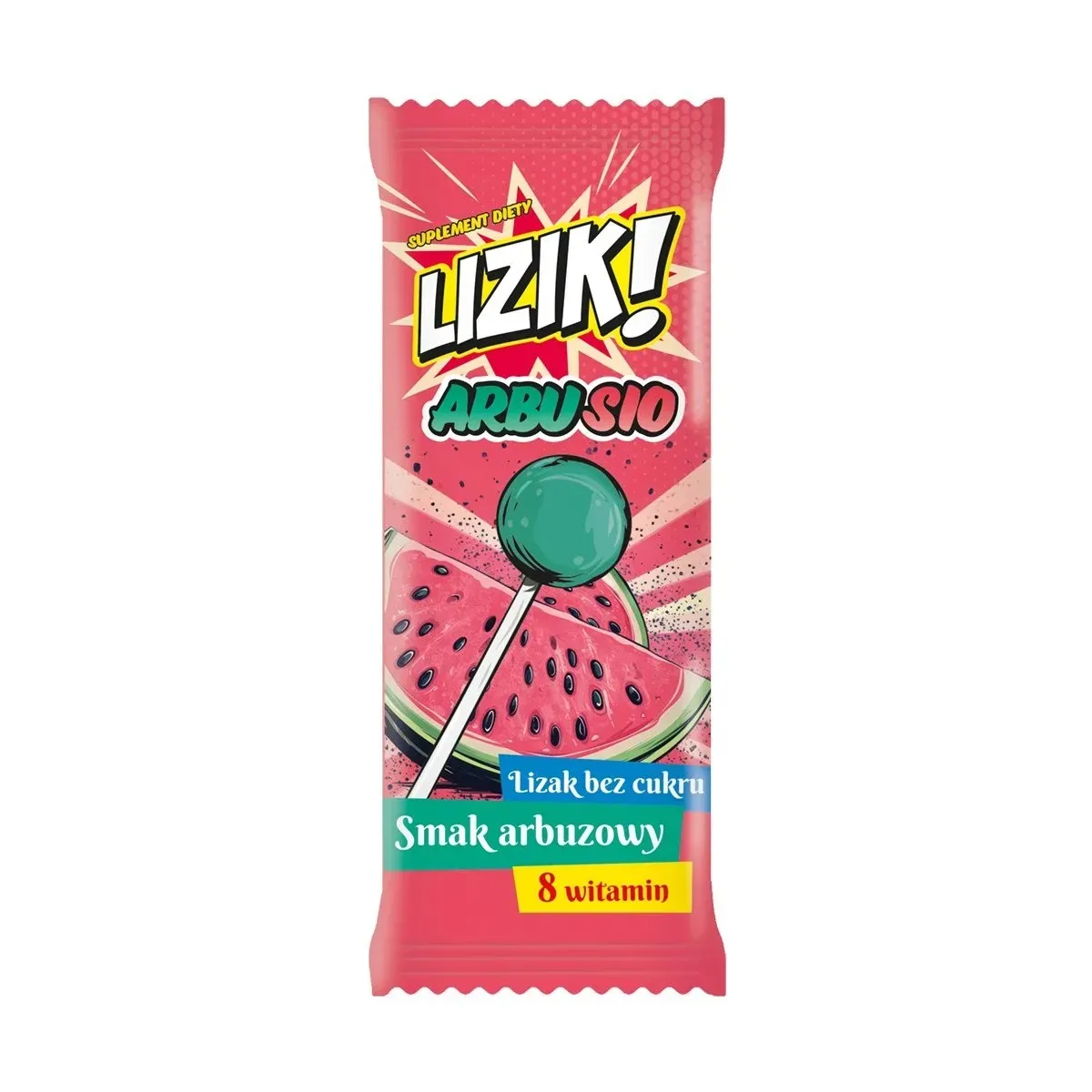LIZIK! Arbusio lizak o smaku ARBUZOWYM bez dodatku cukru 1 sztuka