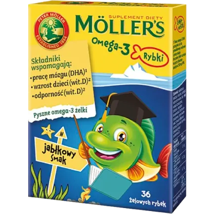 MOLLER'S OMEGA-3 RYBKI JABŁKOWE 36 sztuk 