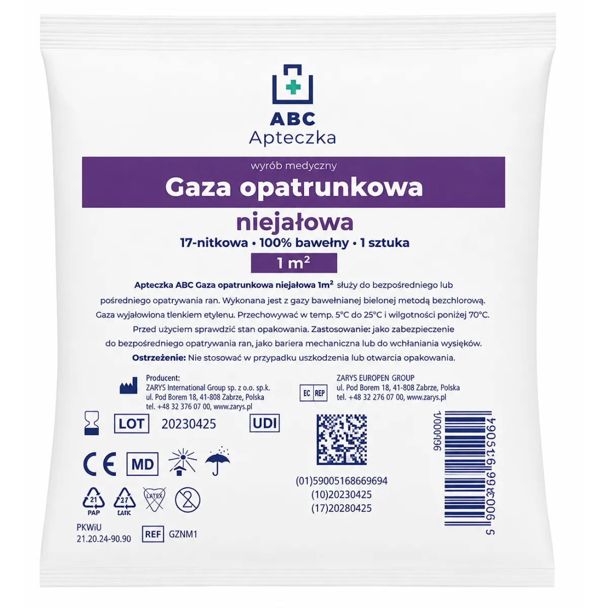 APTECZKA ABC GAZA OPATRUNKOWA NIEJAŁOWA 17-nitkowa 1 m²