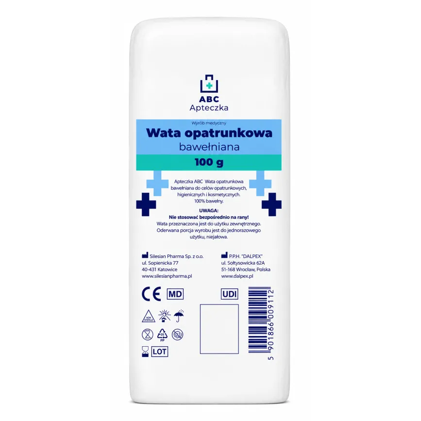 APTECZKA ABC WATA OPATRUNKOWA BAWEŁNIANA 100 g