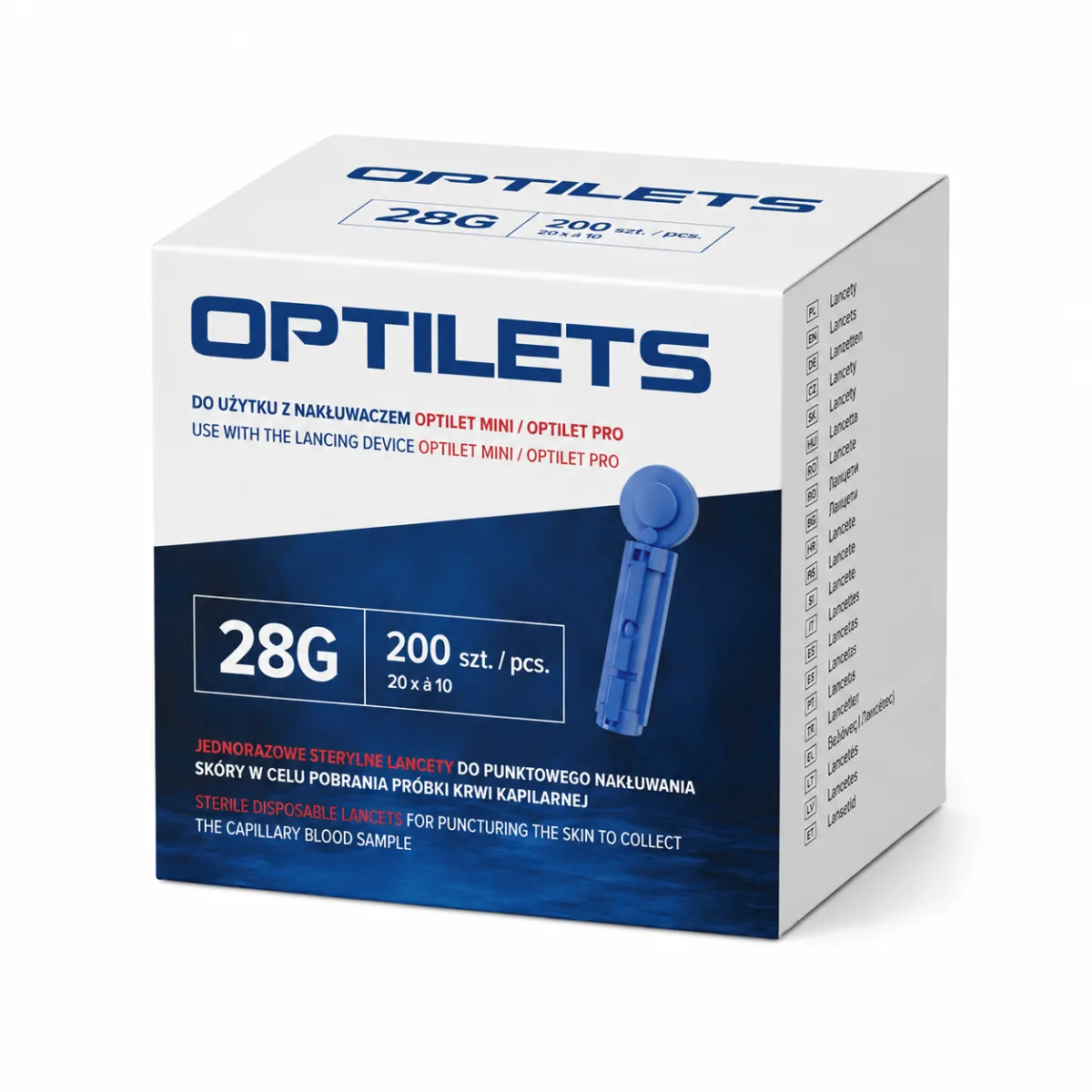 OPTILES LANCETY JEDNORAZOWE STERYLNE 200 sztuk