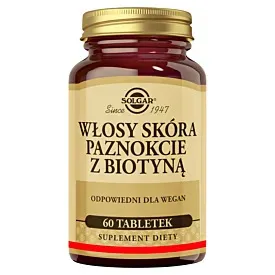 SOLGAR WŁOSY SKÓRA PAZNOKCIE Z BIOTYNA 60 tabletek