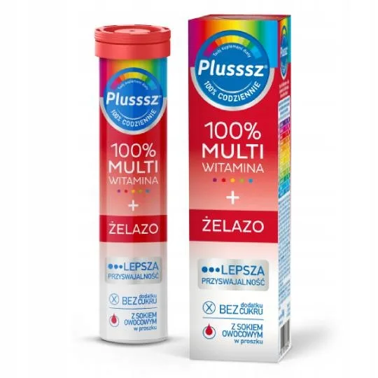 PLUSSSZ 100% MULTIWITAMINA + ŻELAZO 20 tabletek musujących