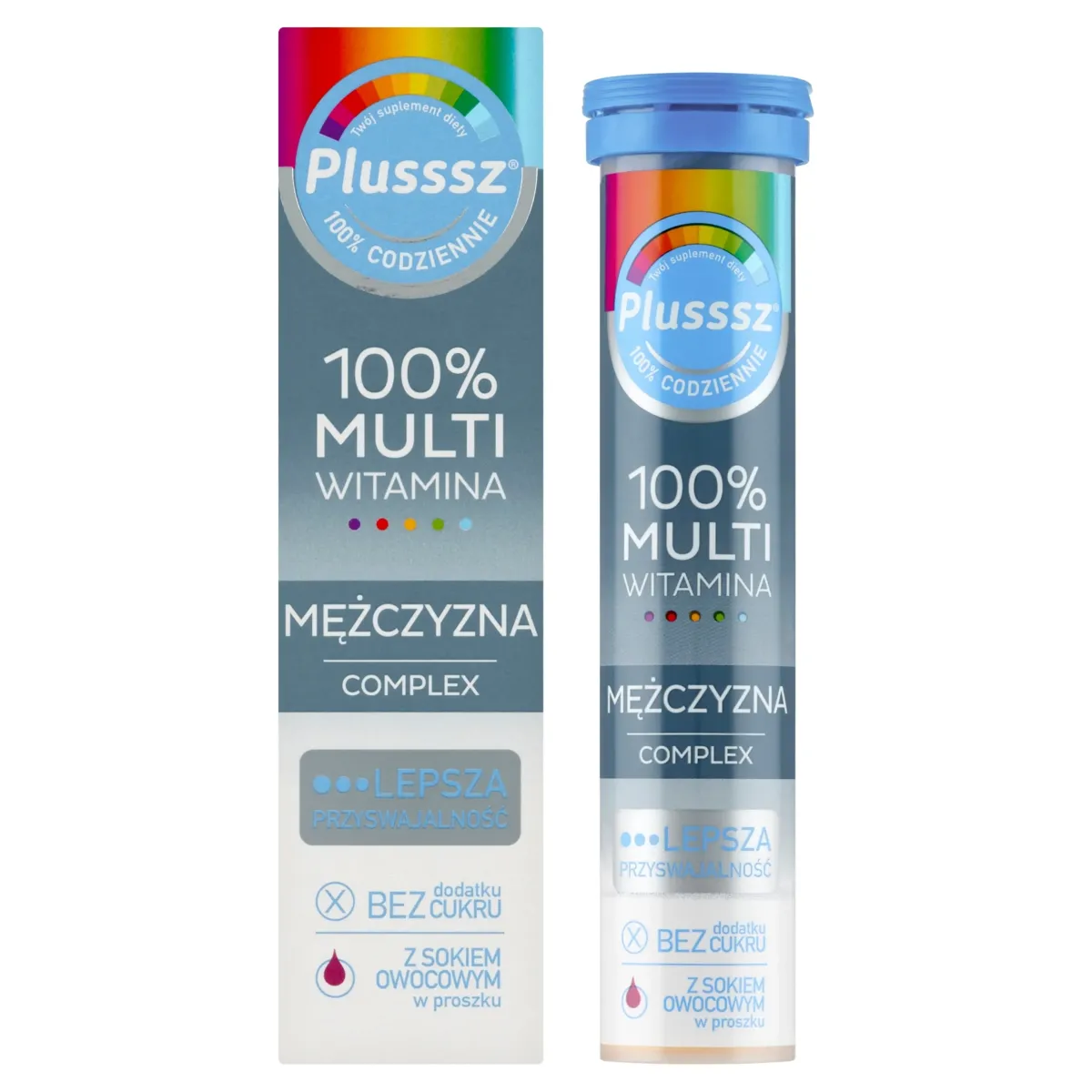 PLUSSSZ 100% MULTIWITAMINA MĘŻCZYZNA COMPLEX 20 tabletek musujących