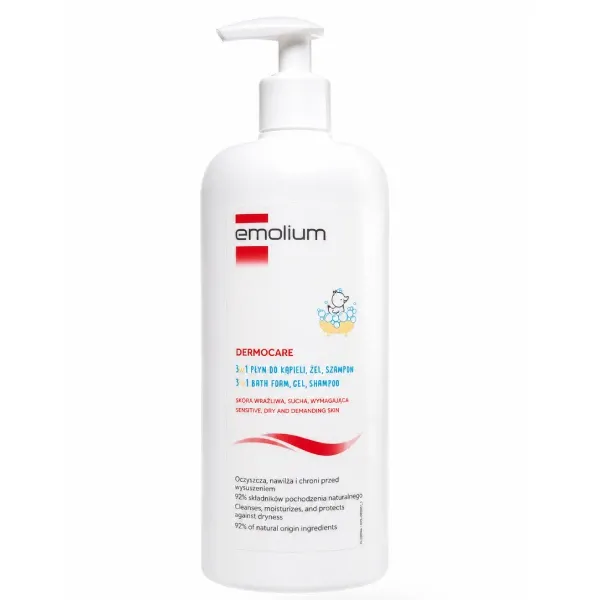 EMOLIUM DERMOCARE 3w1 Płyn do kąpieli, Żel do mycia, Szampon 400 ml