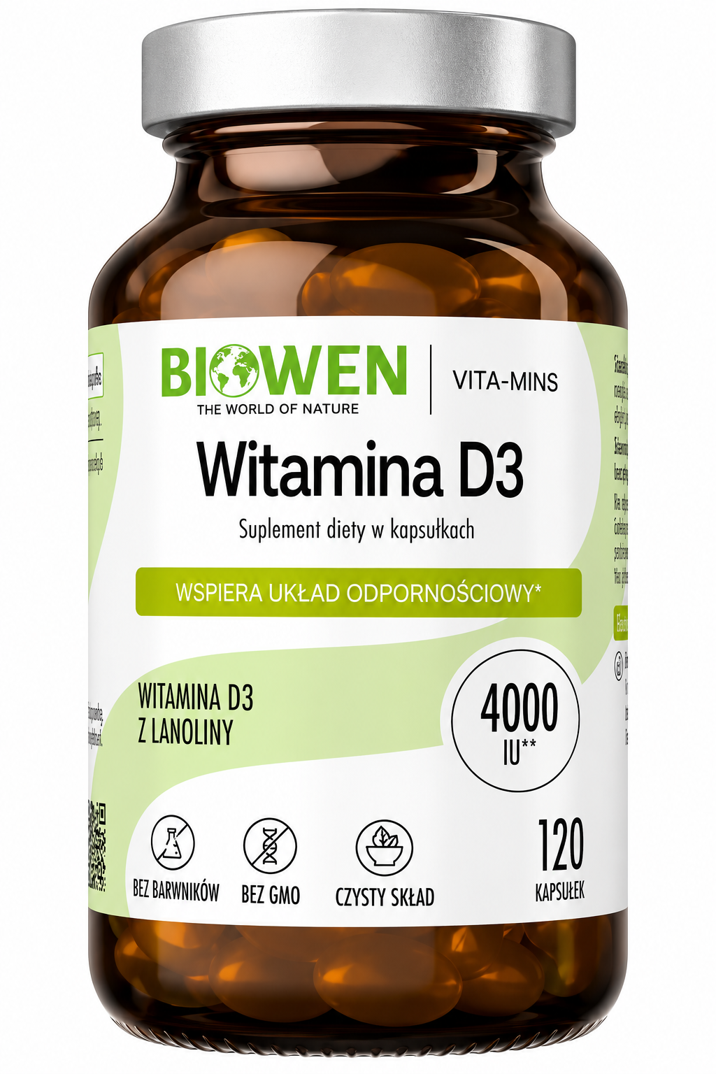 BIOWEN WITAMINA D3 Z LANOLINY 120 kapsułek