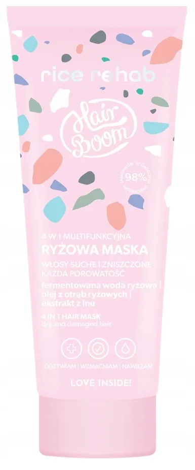 BIELENDA HAIR BOOM RICE REHAB 4 W 1 MULTIFUNKCYJNA RYŻOWA MASKA 200 ml