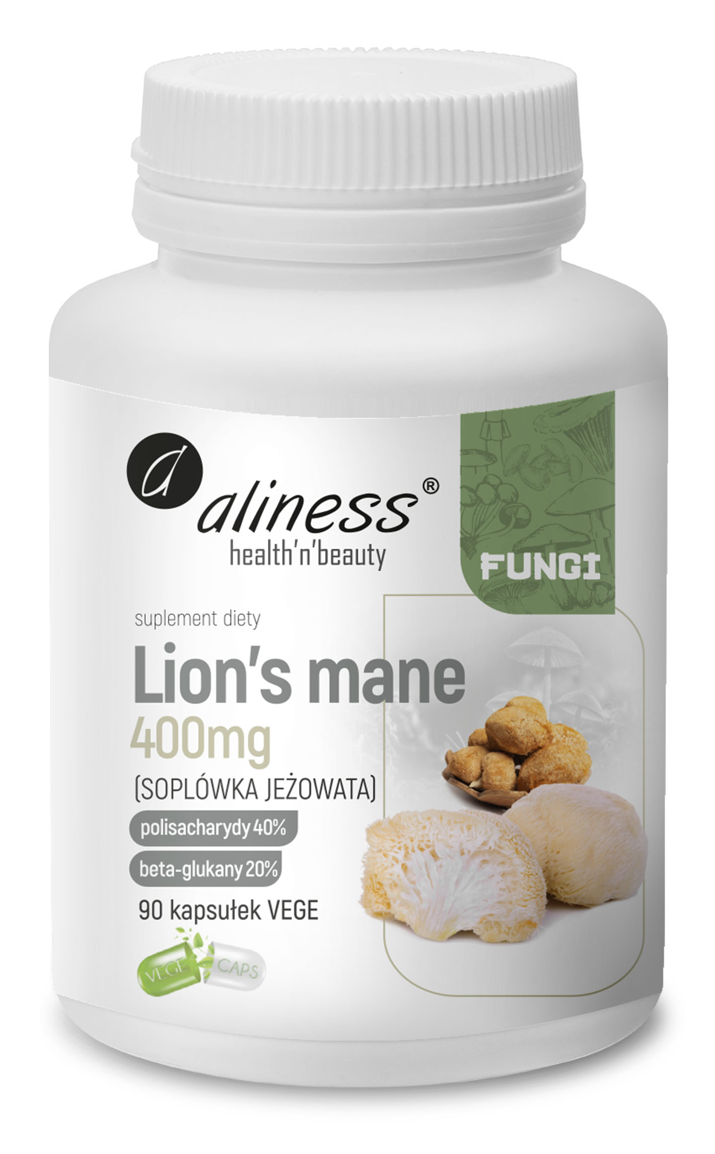 ALINESS LION'S MANE EKSTRAKT (SOPLÓWKA JEŻOWATA) 400 mg 90 kapsułek