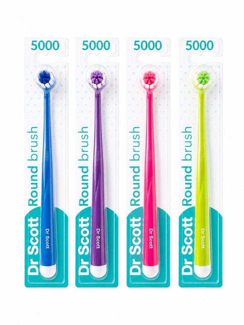 DR SCOTT ROUND BRUSH 5000 PRECYZYJNA MANUALNA SZCZOTECZKA DO ZĘBÓW I JĘZYKA - LOSOWY KOLOR 1 sztuka