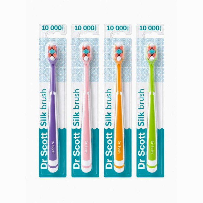 DR SCOTT SILK BRUSH 10 000 ULTRA-DELIKATNA MANUALNA SZCZOTECZKA DO ZĘBÓW - LOSOWY KOLOR 1 sztuka