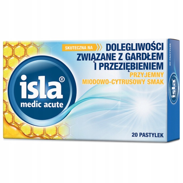ISLA MEDIC ACUTE 20 pastylek do ssania o smaku miodowo-cytrusowym