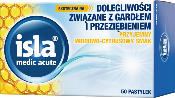 ISLA MEDIC ACUTE 50 pastylek do ssania o smaku miodowo-cytrusowym