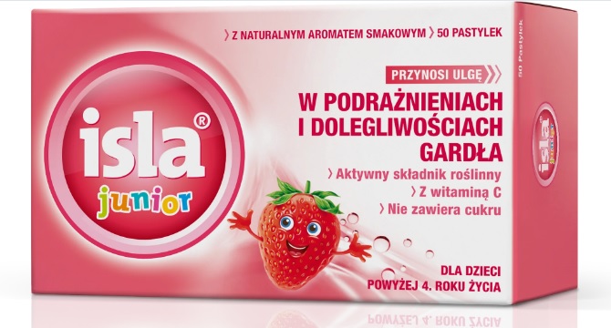 ISLA JUNIOR 50 pastylek do ssania o smaku truskawkowym