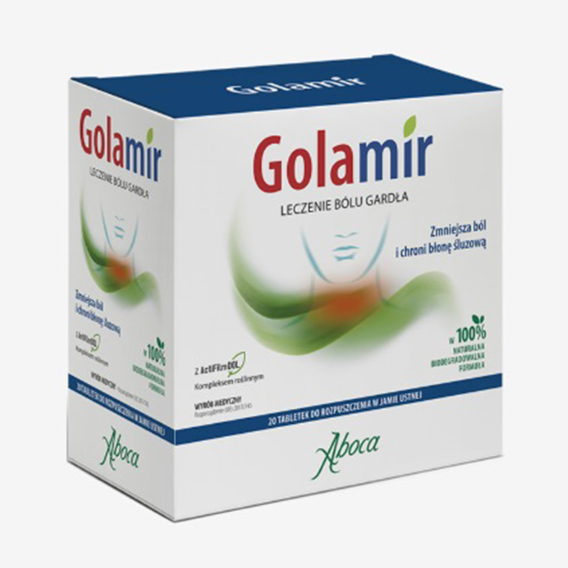 GOLAMIR LECZENIE BÓLU GARDŁA 20 tabletek do ssania