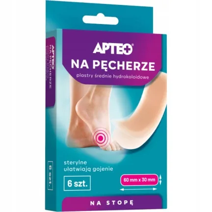 APTEO NA PĘCHERZE PLASTRY ŚREDNIE HYDROKOLOIDOWE (30 mm x 60 mm) 6 sztuk
