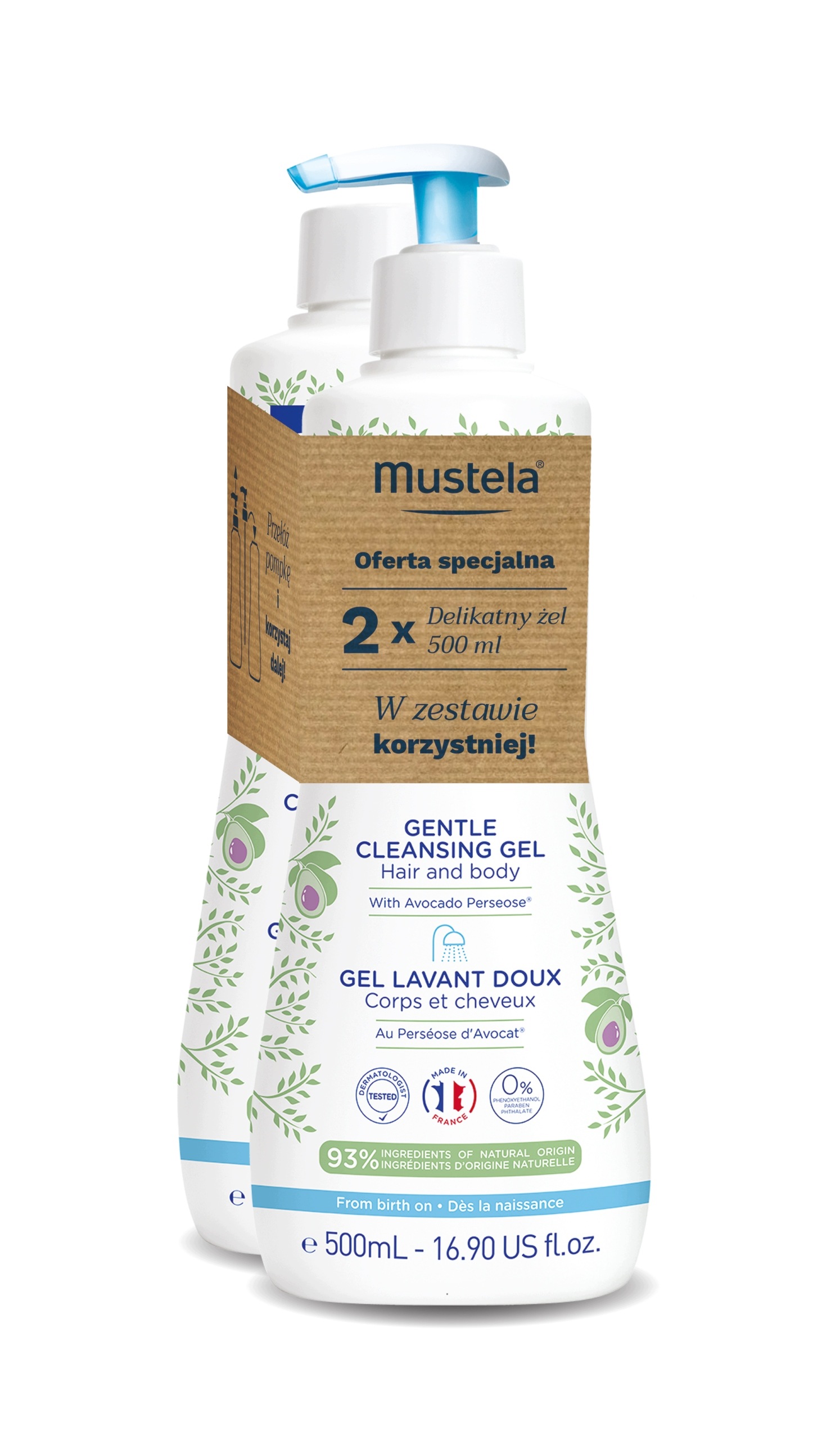 MUSTELA Żel do mycia delikatny 2x500ml