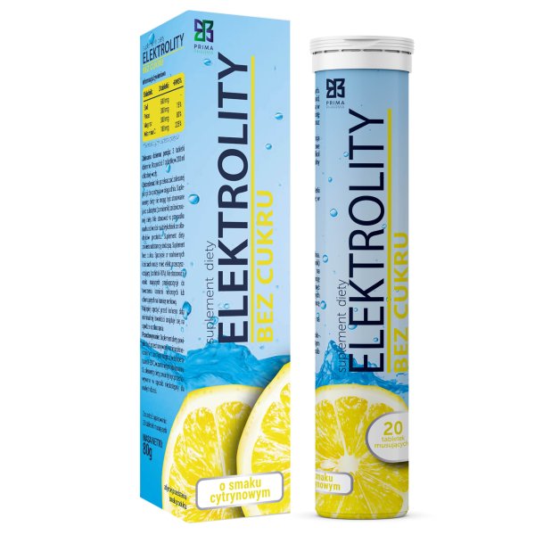 ELEKTROLITY BEZ CUKRU 20 tabletek musujących o smaku cytrynowym