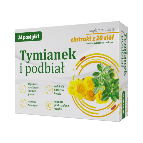 TYMIANEK I PODBIAŁ 24 pastylki do ssania o smaku ziołowym