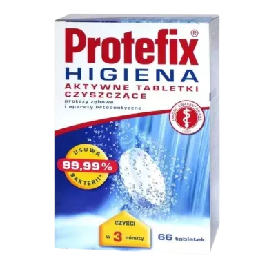 PROTEFIX HIGIENA AKTYWNE TABLETKI CZYSZCZĄCE PROTEZY ZĘBOWE 66 sztuk