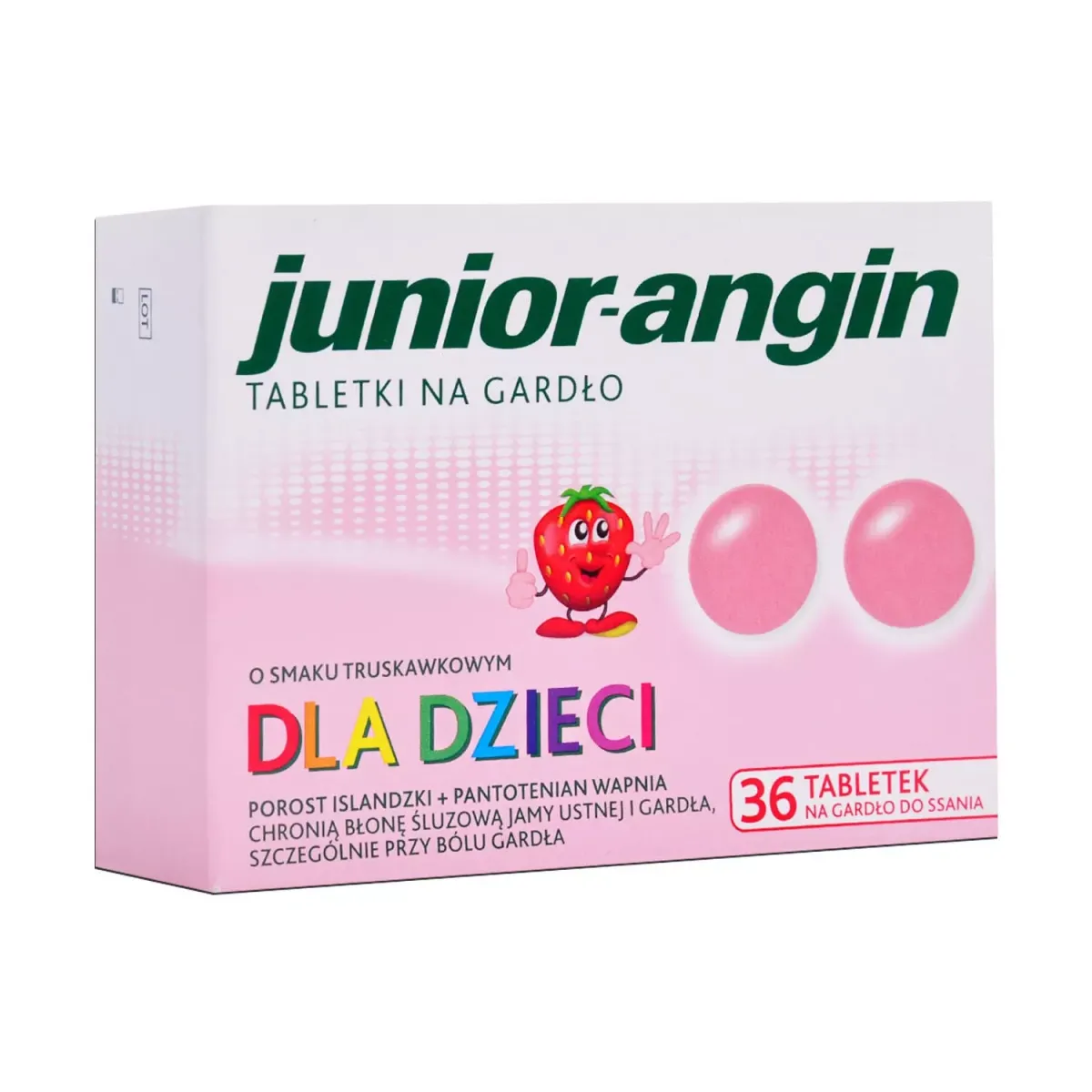 JUNIOR-ANGIN DLA DZIECI SMAK TRUSKAWKOWY 36 tabletek