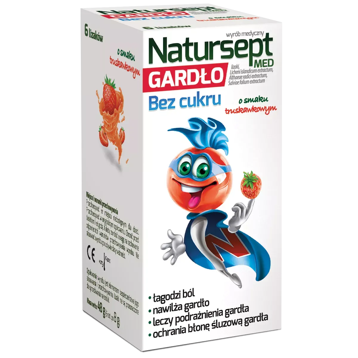 NATURSEPT GARDŁO LIZAKI O SMAKU TRUSKAWKOWYM 6 sztuk
