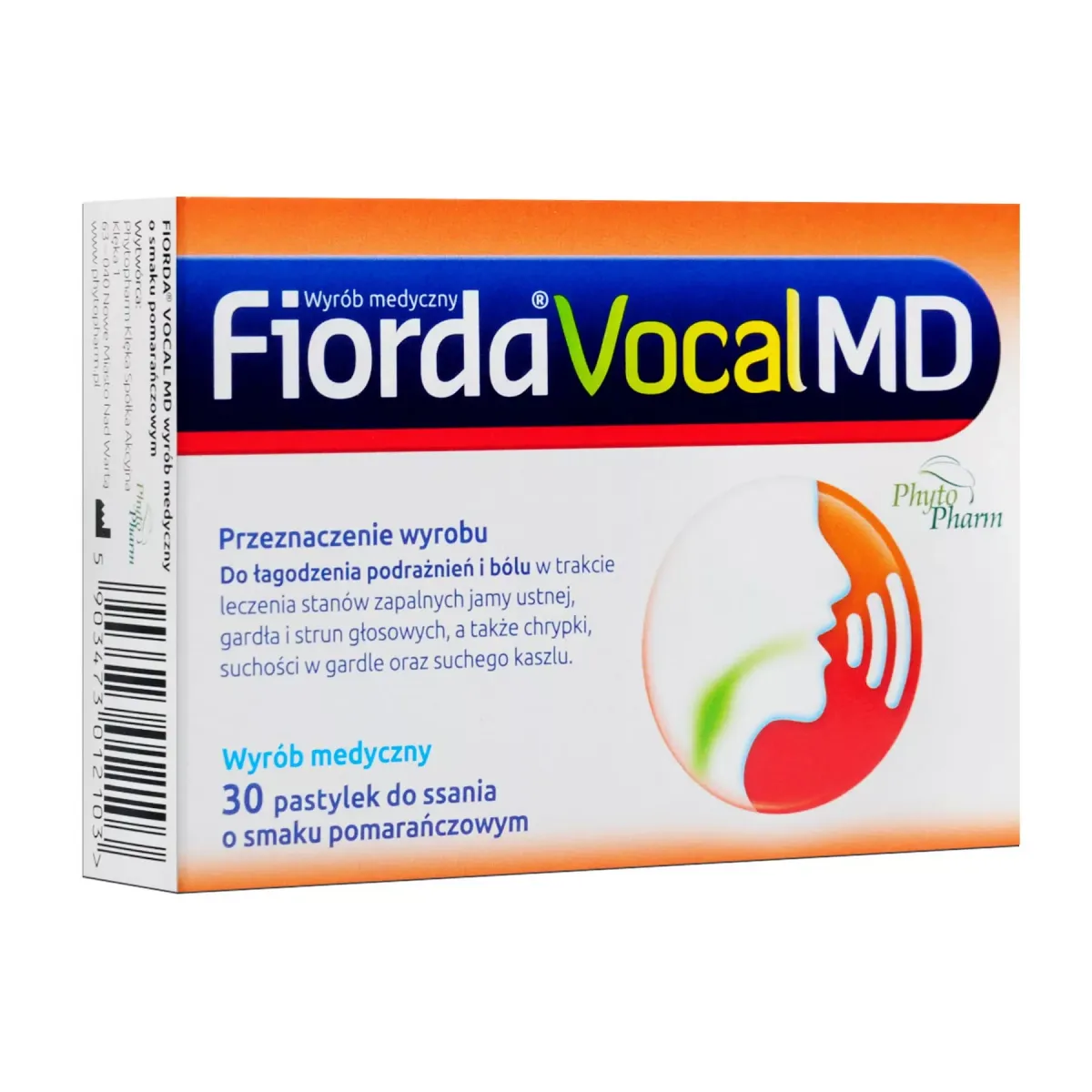 FIORDA VOCAL MD 30 pastylek do ssania o smaku pomarańczowym