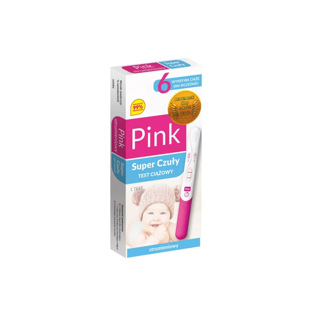 TEST CIĄŻOWY PINK STRUMIENIOWY SUPER CZUŁY 1 sztuka