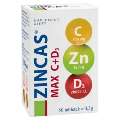 ZINCAS MAX C + D3 50 tabletek